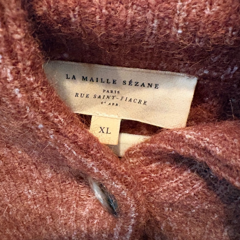 Sezane Mickey Copper-Rust Buttoned Turtleneck Sweater - Picture 4 of 4